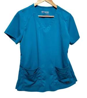 Greys‎ Anatomy Barco Women Scrub Top M Teal Blue Stretch Pockets Medical Uniform thumbnail 1