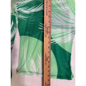 AFRM Green Tropical Palm Print Mesh Long Sleeve‎ Top Small NEW thumbnail 6