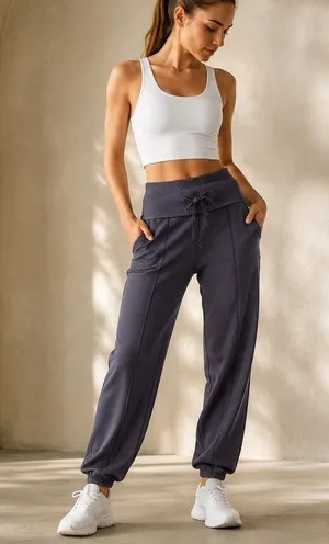 Lululemon athletica Navy Blue Striped Mid OR High Rise Jogger Yoga Pant See Pics thumbnail 1