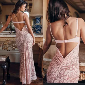 HOUSE OF CB 'Azzurra' Rose‎ Pink Lace Godet Gown NWOT size M thumbnail 12