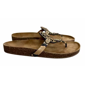 Tory Burch Miller Cloud Stamped Snake Printed Leather/Cork Sandals Women's Sz 11 thumbnail 2
