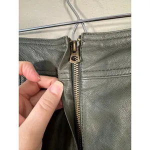 Lucky Brand Olive Green Lambs Leather Mini Skirt Womens S Preppy Dark Academia thumbnail 10