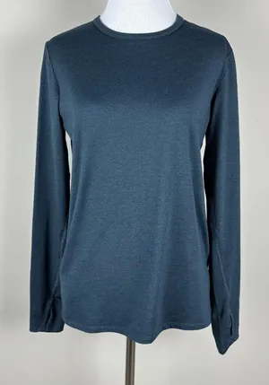 Quince Flowknit Breeze‎ Long Sleeve Top Women XS Navy Thumbholes Stretch Active thumbnail 1