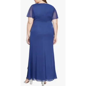 Alex Evenings Long Surplice Neckline Mother of The Bride Dress Violet Mesh thumbnail 2