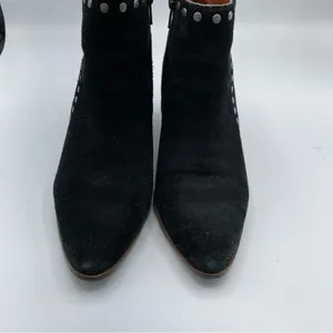 Lucky Brand Black Suede Studded Ankle Boots Stacked Heel Booties Womens 7 Fall thumbnail 4