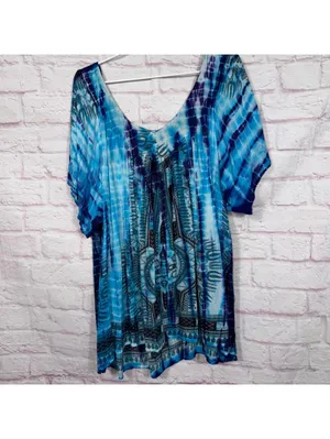 GreaterGood Blue Patterned 2X Tunic Top NWT thumbnail 7