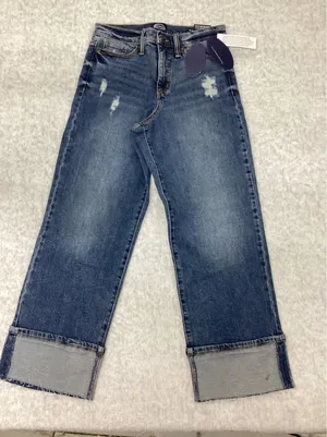 Scoop Womens High Rise Straight Leg Distressed Jeans Medium Wash Wide‎ Cuff NEW thumbnail 1