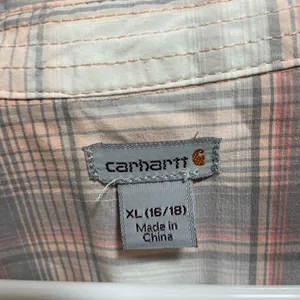 Carhartt Women’s Flannel Long Sleeve Button Down Shirt Grey & Pink Extra Large thumbnail 2