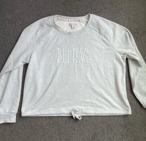 Rae Dunn 'BELIEVE' Crewneck Sweatshirt - Light Gray thumbnail 1