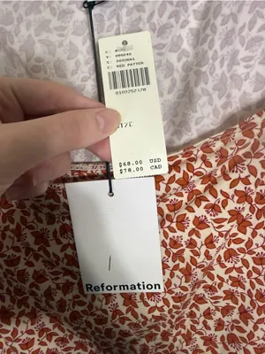 NWT Reformation Bardot Knit Top Short Sleeve Mulberry Red Cream Floral Medium thumbnail 7