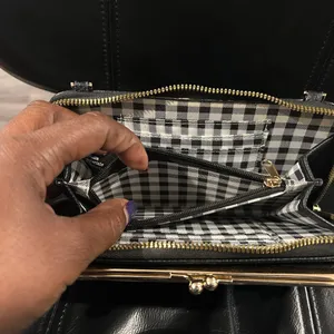 Nanette Lepore Black Textured Wallet with Gold Trim crossbody. NWOT thumbnail 5