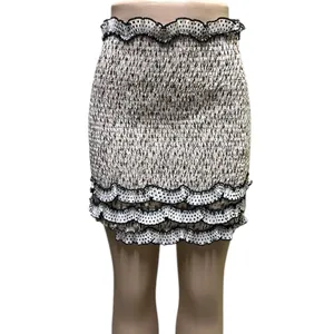 Elliatt Muse Cream Cheetah Animal Print Ruffled Bodycon Mini Skirt Womens Medium thumbnail 4