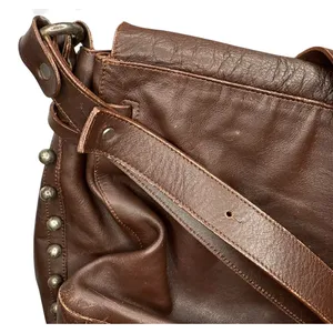 Lamarthe Paris Soft Leather Bag Brown Slouchy Hobo Studded Y2K‎ Made In Romania thumbnail 8