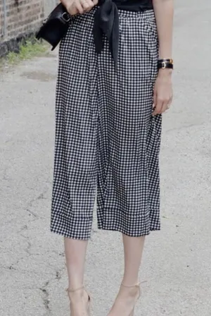 ZARA gingham Cropped Wide Leg Culottes thumbnail 4