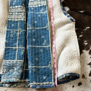 FREE PEOPLE Vera Plaid Patch‎ Sherpa Vest Oversized Boho Size Small thumbnail 8