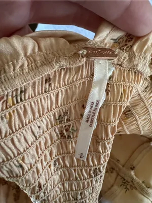 Free People Small Crop Short Sleeve V-Neck corset Ruffle Bow Cottage Coquette thumbnail 2