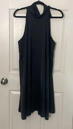 BANANA REPUBLIC BLACK LILI SATIN MINI DRESS Size XL NWOT Little Black Dress thumbnail 2