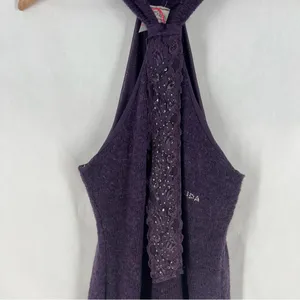 Coconuda‎ Donna Purple Mohair Blend Knit Halter Midi Dress Size L thumbnail 3