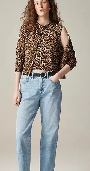 J. Crew Cashmere Leopard Print Sweater thumbnail 1