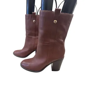 Nine West Womens Brown Leather retro Y2K Mid Calf Boots Size 10M SKU 7171 thumbnail 4