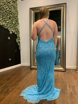 Prom Dress Primavera Blue Size 4 thumbnail 2