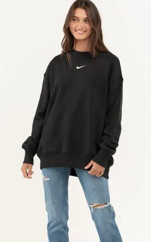 Nike Oversized Crewneck Sweatshirt Black thumbnail 7