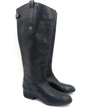 SAM EDELMAN Penny Boots Size 5 Black Leather New with * Flaws Tall Zipper Winter thumbnail 1