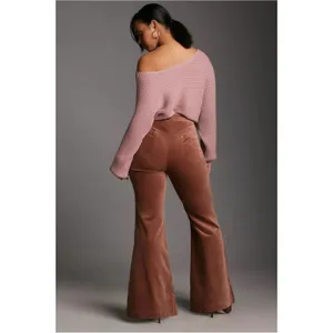 Pilcro Velvet Pull-On Mid-Rise Retro Flare Pants in Brown Size 31 Boho Fall thumbnail 2