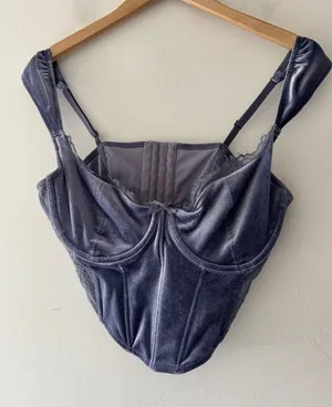 Garage Purple Velvet Corset Top Cap Sleeve‎ thumbnail 1