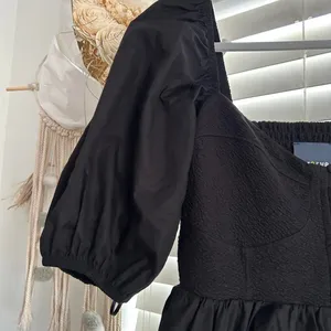 Maeve Black Romantic Puff Sleeve Babydoll Mini Dress Size Small thumbnail 4