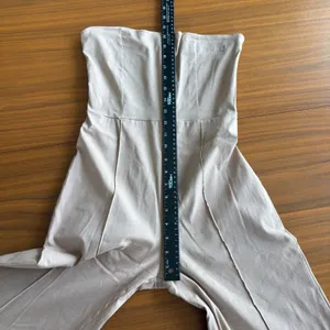 PrettyLittleThing Strapless Jumpsuit Sz 6 Tan Wide Leg Pintuck Office Workwear thumbnail 14