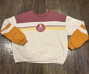 Vintage Atari Sweatshirt Retro‎ Gamer Pullover Crew Neck~Size Youth? Large thumbnail 1