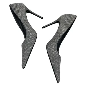 Mango Rhinestone Embellished Pointed Toe Satin Heel Pump Gray Size 39/ 8.5 thumbnail 7