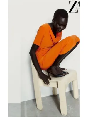 Zara New Orange Midi Dress thumbnail 6