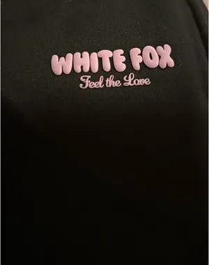 White Fox Feel the Love Wide Leg Sweatpants Black thumbnail 6