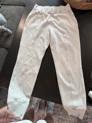 Abercrombie & Fitch cream Fleece Jogger Pants thumbnail 3