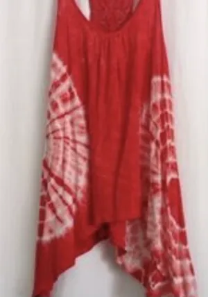Love Notes Boho Coral Red Tie-Dye Tank Top thumbnail 5