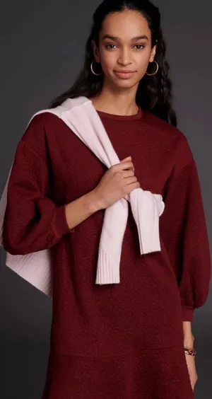 NWT $138 Anthropologie x Mare Mare Wine Odila Tunic Mini Pullover Dress S thumbnail 1