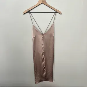 NWT Urban Outfitters Satin Tie Back Slip Dress Bronze Size Small thumbnail 13