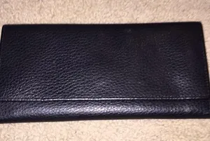 Black faux leather wallet. thumbnail 1