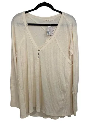 Free People We‎ The Free Citrine Thermal Ecru Top Large #OB891958 thumbnail 1