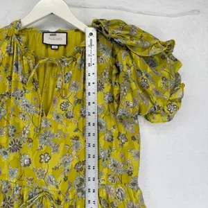 ALEXIS Auja Floral‎ Print Crepe Midi Dress Ruffle Sleeve Tiered Yellow XS thumbnail 4