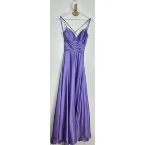 LA FEMME Sleeveless Satin Gown in Lavender Size US 2 thumbnail 3