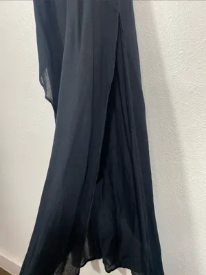Free People Black Long Crisscross-Back Nightgown with Asymmetric Hem 100% Rayon thumbnail 7