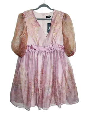 XPlusWear Womens Pink Floral Taffeta Cocktail Dress Size Large NWT Wedding Guest thumbnail 1
