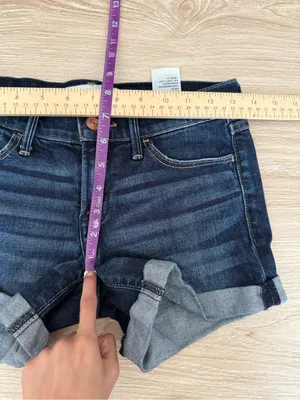 Abercrombie & Fitch 00/24 Low Rise Denim Short Shorts Cuffed Dark Wash 2000s Y2K thumbnail 6