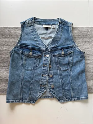 Universal Threads Light Blue Cotton Denim Vest Size Small thumbnail 8