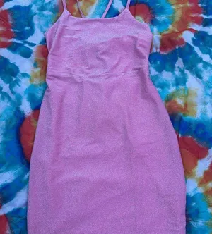 Pink Glittery Spaghetti Strap Dress thumbnail 1