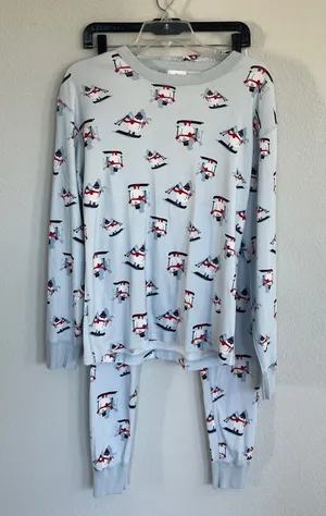 Hanna Andersson Women’s Blue Snowman Christmas Winter Pajamas Set Size Medium thumbnail 1