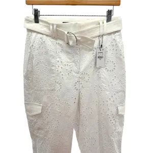 Express Super High Waisted Eyelet Belted Cargo Joggers 2 White Utility Pants NWT thumbnail 7